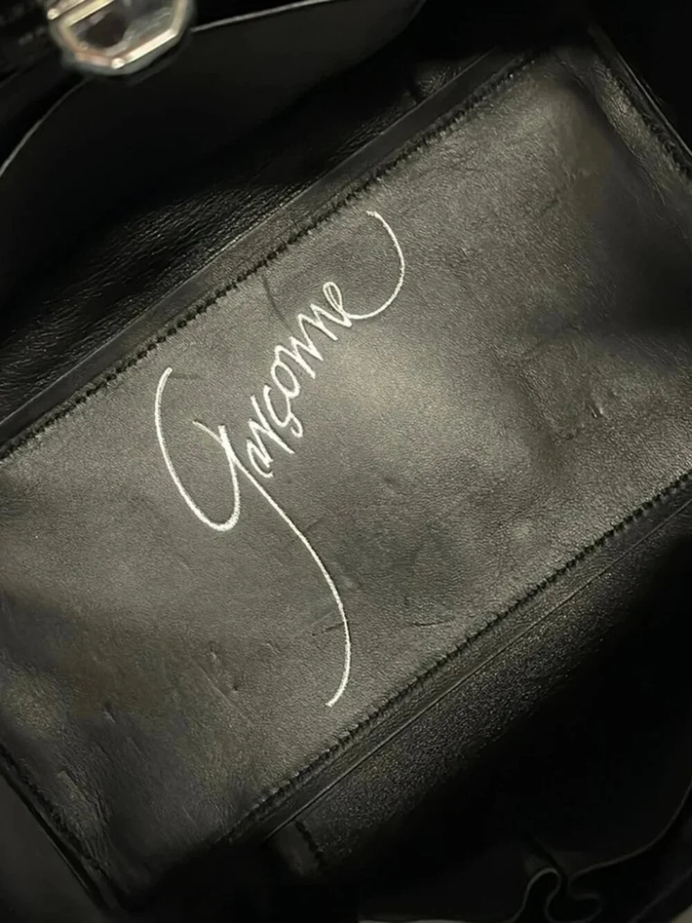 GIORGIO ARMANI Black Velour Leather Handbag